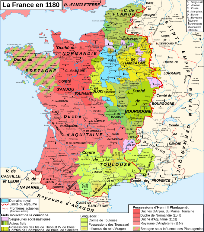 Carte de la France en 1180