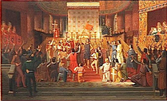 Tableau “Louis le Gros prend l'oriflamme à Saint-Denis, 1124”